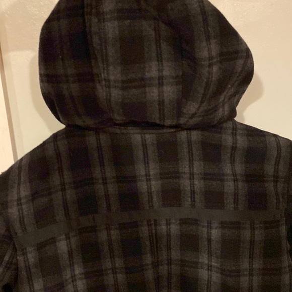Jack & Jones Denim Gray/Black Plaid Hooded Marlow Wool Jacket Sz Medium - Picture 12 of 15